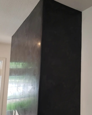 Visual Harmony Studios - Black Venetian Plaster Fireplace