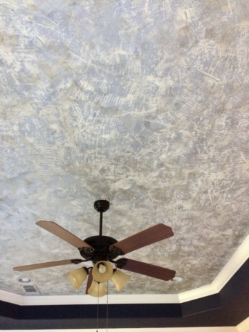 Metallic plaster ceiling finish